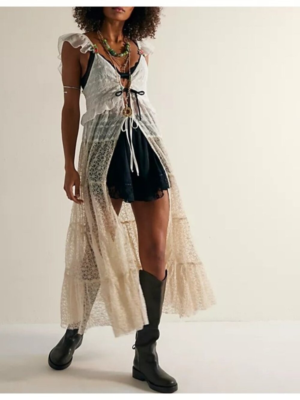 Free People Selena Maxi Top All Over Lace Festival Y2K Romance Fairy Womens S